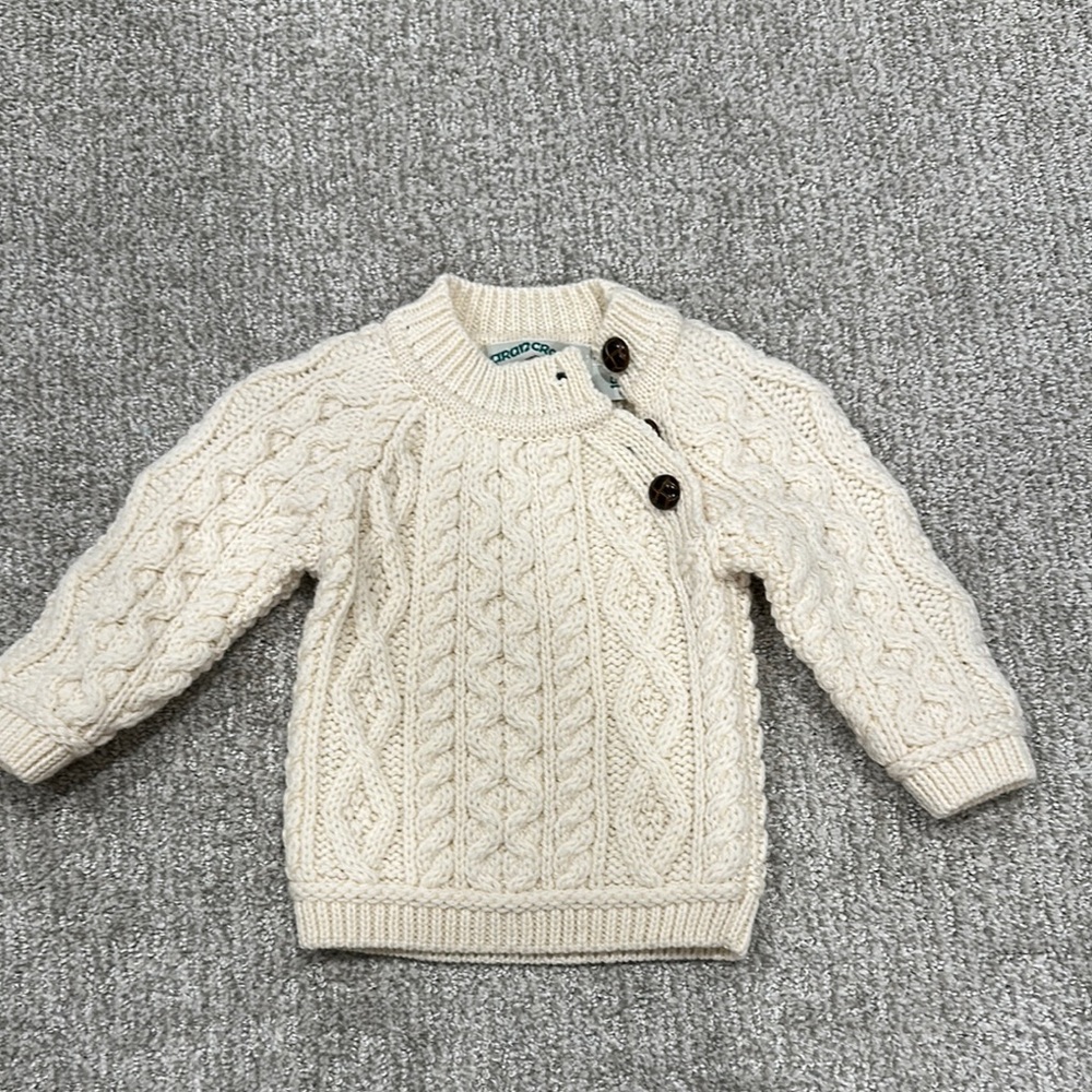 Aran Crafts Cream Cable Knit Kids Sweater